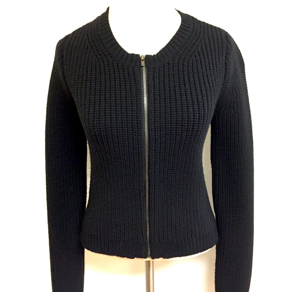 Theory Cardigan w/ Lambskin Back Detail